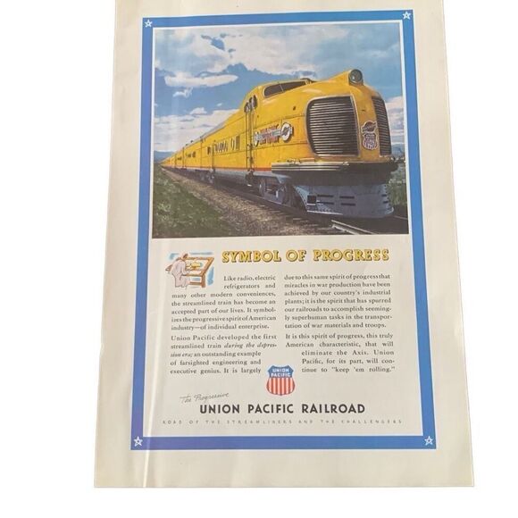 Vintage 1943 Union Pacific Railroad Symbol of Power Ad Advertisement - Picture 2 of 4